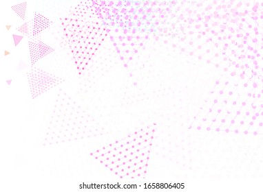 Planta vectorial verde de color rosa claro con cristales, círculos. Ilustración de degradado abstracta con círculos, triángulos. Plan para folletos y folletos