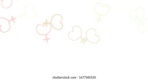 Light Pink, Green vector template with businesswoman signs. Colorful illustration with gradient feminism shapes. Best design to show the power of women.