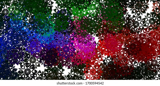 Light Pink, Green vector template with ice snowflakes. Smart geometrical abstract illustration with ice, snow. New year leaflet pattern.