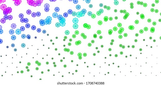 Light Pink, Green vector template with ice snowflakes. Abstract gradient colorful snowflakes and snow elements. New year ad, booklets pattern.