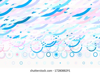 Light Pink, Green vector template with circles, lines. Illustration with colorful circles, lines in abstract style. Design for poster, banner of websites.