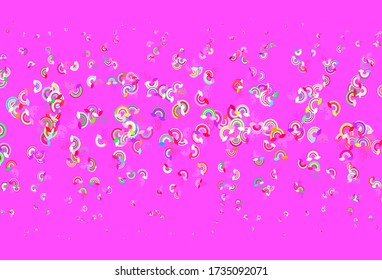 Plantilla vectorial verde rosa claro con señales arco iris. Símbolos coloridos del arcoiris colorido al estilo del amor. Diseño sencillo para colorear libros.