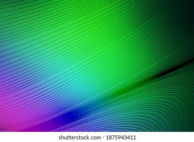 Hellrosa, grüne Vektorvorlage mit wry lines. Eine glänzende Illustration, die aus gekrümmten Linien besteht. Neues Design für Ihre Anzeige.