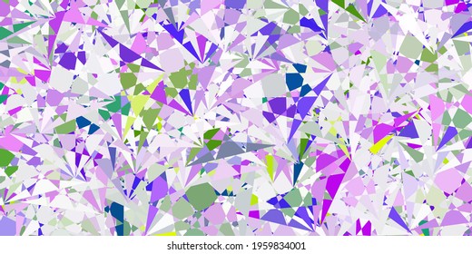 Light Pink, Green vector template with triangle shapes. Simple design in abstract style with triangles, lines. Pattern for promotions.