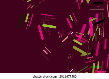 Plantilla vectorial verde rosa claro con palos repetidos. Ilustración decorativa brillante con líneas sobre plantilla abstracta. Patrón para sitios web, páginas de inicio.
