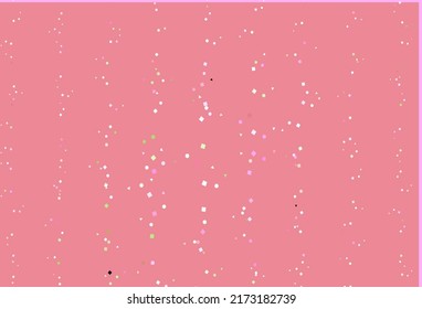 Light Pink, Green vector template with crystals, circles, squares. Glitter abstract illustration with spheres, squares, lines. Smart design for your business advert.