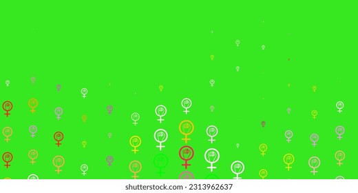 Light Pink, Green vector template with businesswoman signs. Colorful illustration with gradient feminism shapes. Elegant design for wallpapers.
