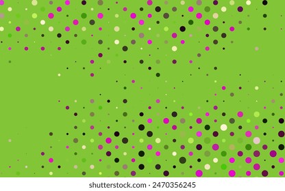 Rosa claro, Plantilla de Vector verde con círculos. Ilustración abstracta brillante con gotas de lluvia borrosa. Patrón de agua, gotas de lluvia.