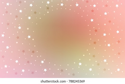 Light Pink, Green vector template with sky stars. Stars on blurred abstract background with gradient. Best design for your ad, poster, banner.