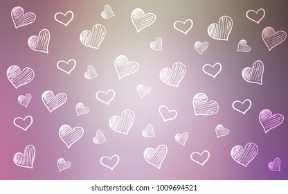 Light Pink, Green vector texture with lovely hearts. Illustration with hearts in love concept for valentine's day. Design for ad, poster, banner of Valentine Day.