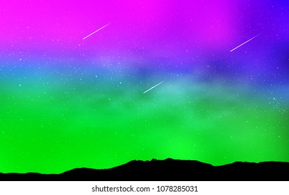 Light Pink, Green vector texture with milky way stars. Blurred decorative design in simple style with galaxy stars. Pattern for futuristic ad, booklets.