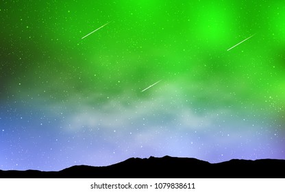 Light Pink, Green vector texture with milky way stars. Blurred decorative design in simple style with galaxy stars. Smart design for your business advert.