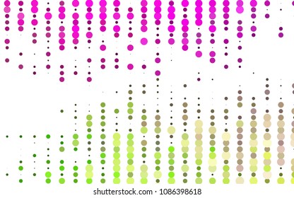 Light Pink, Green vector  texture with disks. Blurred bubbles on abstract background with colorful gradient. The pattern can be used for beautiful websites.