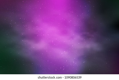 Light Pink, Green vector texture with milky way stars. Space stars on blurred abstract background with gradient. Pattern for astronomy websites.