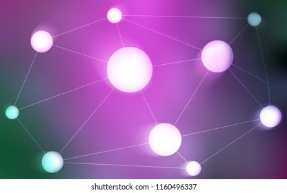 Light Pink, Green vector texture with disks, lines. Modern abstract colorful illustration with spheres and lines. Pattern can be used for futuristic ad, booklets.