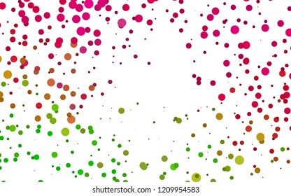 Light Pink, Green vector texture with disks. Blurred bubbles on abstract backdrop with colorful gradient. Pattern of water, rain drops.