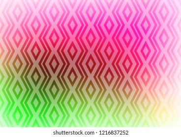 Light Pink, Green vector texture with lines, rhombuses. Glitter abstract illustration with colorful lines, rhombuses. Smart design for your business advert.