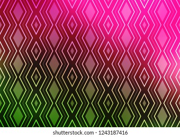 Light Pink, Green vector texture with lines, rhombuses. Modern geometric abstract illustration with lines, squares. Backdrop for TV commercials.