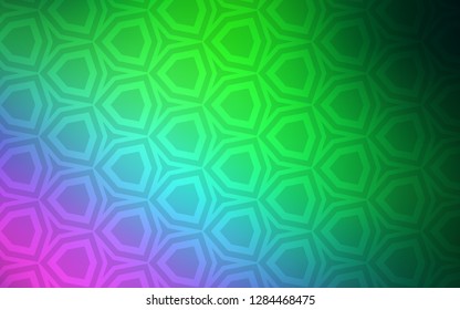 Light Pink, Green vector texture with colorful hexagons. Glitter abstract illustration in hexagonal style. New template for your brand book.