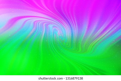 Light Pink, Green vector texture with milky way stars. Glitter abstract illustration with colorful cosmic stars. Best design for your ad, poster, banner.