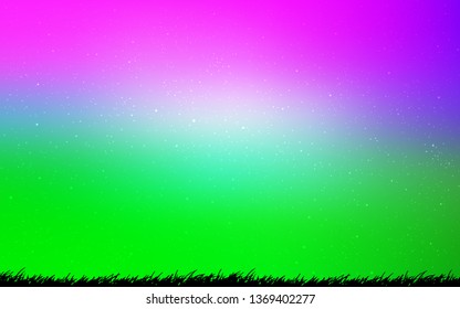 Light Pink, Green vector texture with milky way stars. Shining colored illustration with bright astronomical stars. Pattern for futuristic ad, booklets.