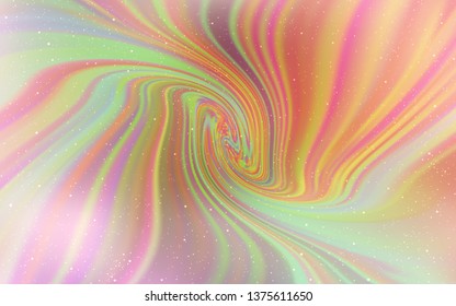 Light Pink, Green vector texture with milky way stars. Glitter abstract illustration with colorful cosmic stars. Smart design for your business advert.