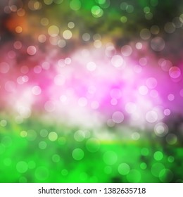 Light Pink, Green vector texture with circles. Abstract colorful disks on simple gradient background. Design for your commercials.