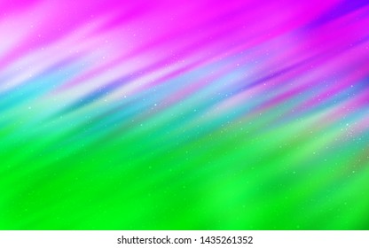Light Pink, Green vector texture with milky way stars. Shining colored illustration with bright astronomical stars. Best design for your ad, poster, banner.