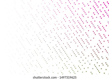 Light Pink, Green vector texture with disks. Blurred decorative design in abstract style with bubbles. Design for business adverts.
