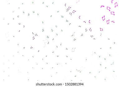 Light Pink, Green vector texture with musical notes. Modern abstract illustration with melody keys. Pattern for school ad, booklets.