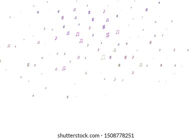 Light Pink, Green vector texture with musical notes. Modern abstract illustration with melody keys. Pattern for school ad, booklets.