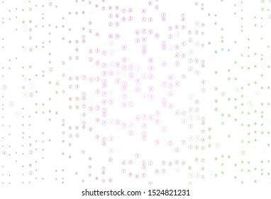 Light Pink, Green vector texture with mathematic symbols. Abstract illustration with colored algebra signs. Pattern for posters, banners of math books.