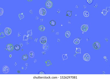Light Pink, Green vector texture with delicious snacks. Beautiful colorful illustration with food in doodle style. Pattern for ads of breakfast, lunch, dinner.