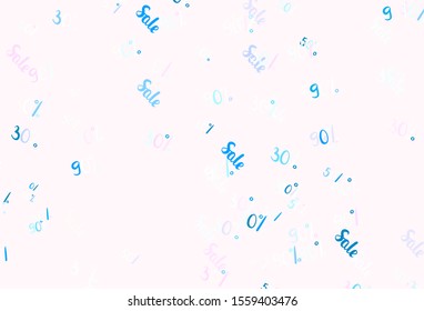 Light Pink, Green vector texture with selling prices 30, 50, 90 %. Abstract illustration with colorful gradient symbols of sales. Backdrop for super sales on Black Friday.