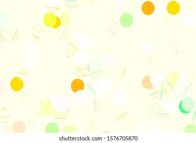 Light Pink, Green vector texture with disks. Glitter abstract illustration with blurred drops of rain. Design for poster, banner of websites.