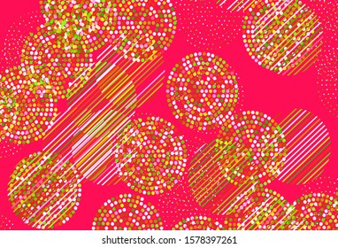 Light Pink, Green vector texture with disks. Blurred decorative design in abstract style with bubbles. New template for your brand book.