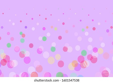 Light Pink, Green vector texture with disks. Abstract illustration with colored bubbles in nature style. New template for your brand book.
