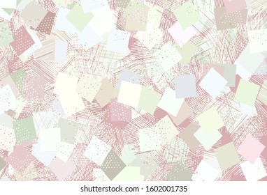 Light Pink, Green vector texture with poly style with circles, cubes. Circles, lines, rhombus with colorful gradient. Pattern for booklets, leaflets