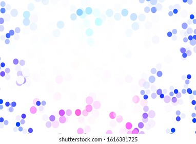 Light Pink, Green vector texture with disks. Glitter abstract illustration with blurred drops of rain. Pattern for beautiful websites.