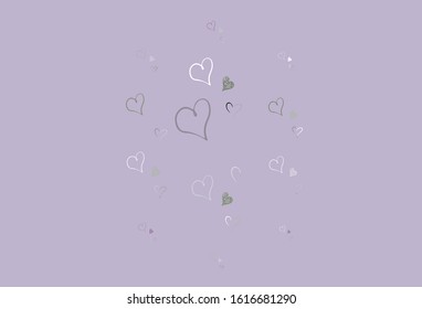 Light Pink, Green vector texture with lovely hearts. Smart illustration with gradient hearts in valentine style. Template for Valentine's greeting postcards.