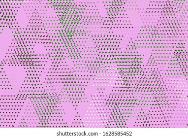 Light Pink, Green vector texture with triangular style with circles. Modern abstract illustration with colorful dots, lines. Modern template for landing page.
