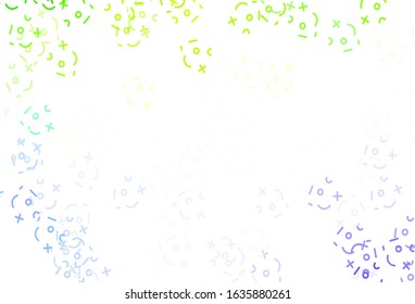 Light Pink, Green vector texture with mathematic symbols. Modern geometrical illustration with numerals. Best design a poster, banner of a math college.