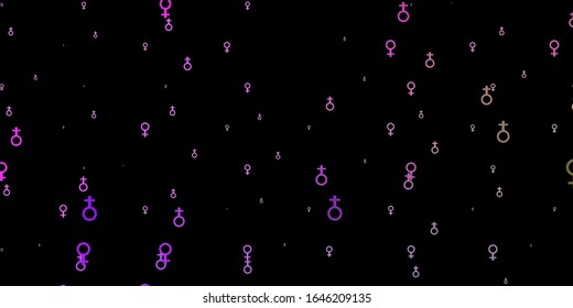 Light Pink, Green vector texture with women's rights symbols. Illustration with signs of women's strength and power. Background for International Women’s Day.