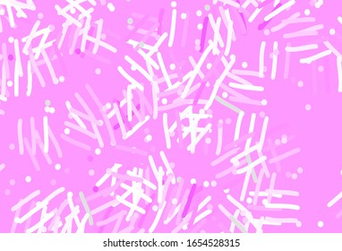 Color rosa claro, textura vectorial verde con líneas coloreadas, puntos. Ilustración abstracta brillante con palos de colores. Patrón de anuncios, folletos, volantes.