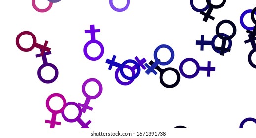 Light Pink, Green vector texture with women's rights symbols. Simple design in abstract style with women’s rights activism. Background for International Women’s Day.