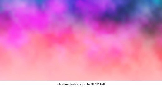 Light Pink, Green vector texture with cloudy sky. Abstract colorful clouds on gradient illustration. Beautiful layout for uidesign.
