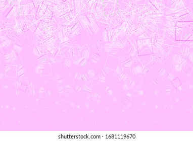 Color rosa claro, textura vectorial verde con estilo poly con círculos, cubos. Ilustración abstracta con puntos coloridos, líneas, cubos. Plantilla para fondos de pantalla.