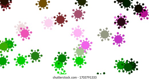 Light pink, green vector texture with disease symbols. Colorful abstract illustration with gradient medical shapes. Simple design against epidemic information.