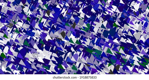Textura vectorial verde rosa claro con triángulos aleatorios. Ilustración abstracta sobresaliente con una gama de triángulos coloridos. Material de las páginas de aterrizaje.