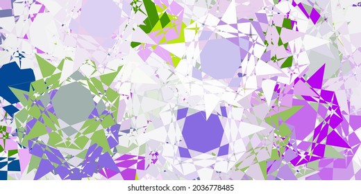 Light pink, green vector texture with random triangles. Smart abstract illustration with triangle forms in modern style. Landing pages material.